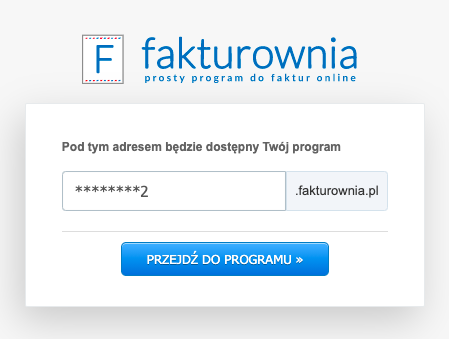 Formularz tworzenia nowego konta dla nowej firmy z możliwością nadania własnego adresu dla konta.