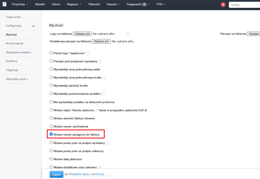 Numer Paragonu faktura
