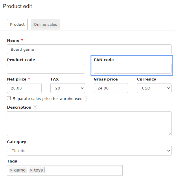 Use EAN code products 2