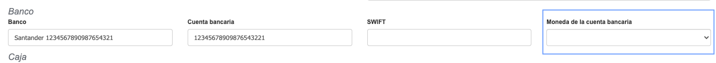 moneda de la cuenta bancaria