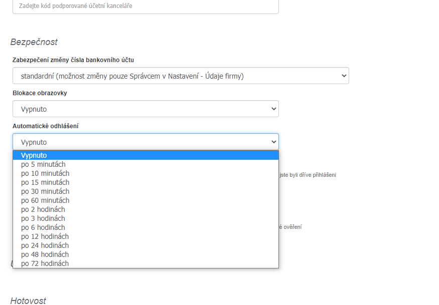 Automaticke odhlaseni 