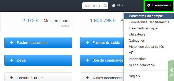 Ajout Logo Paramètres Comptes VosFactures Personnalisation Facturation 