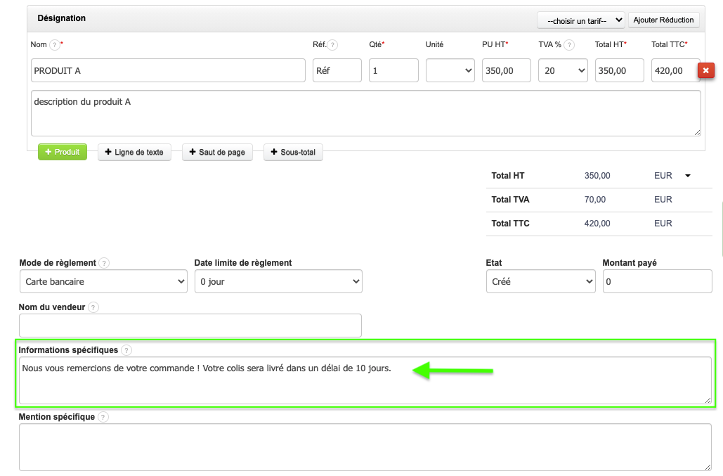Création rapide de factures et devis mentions obligatoires et personnalisées