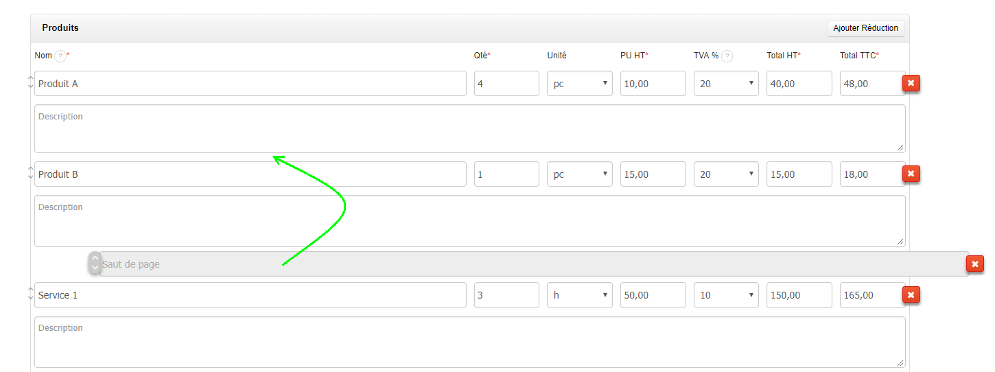 Saut de Page Document Lisible Aéré Facturation Simple Facile VosFactures.fr