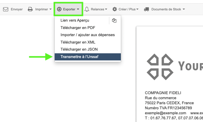 Envoyer Facture Demande de paiement Urssaf Logiciel SAP