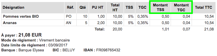 Facturer Avec Deux Taxes Montant Taxes TGC TSS DOM TOM Facturation Facile Utile