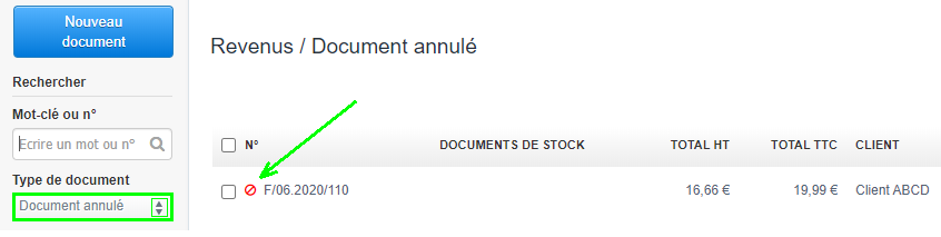 Annulation Document Annuler Facture Tout type de Document VosFactures.fr