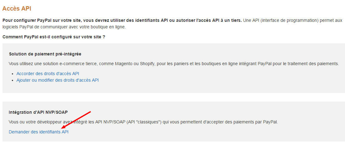 Facturation Paiement en Ligne PayPal Intégration API Signature Clé