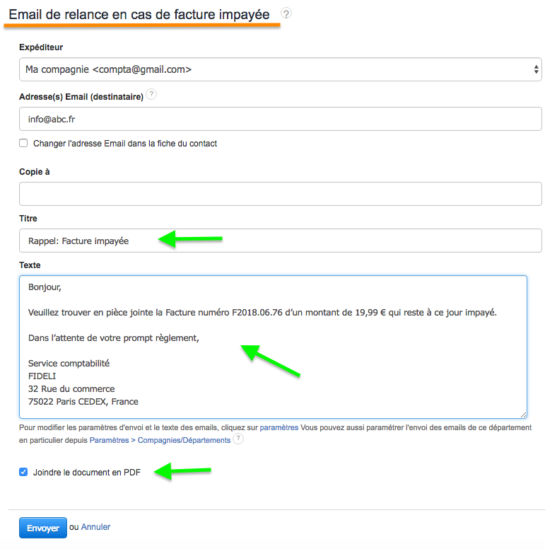 Personnaliser Contenu Mail Relance Si Facture Impayée