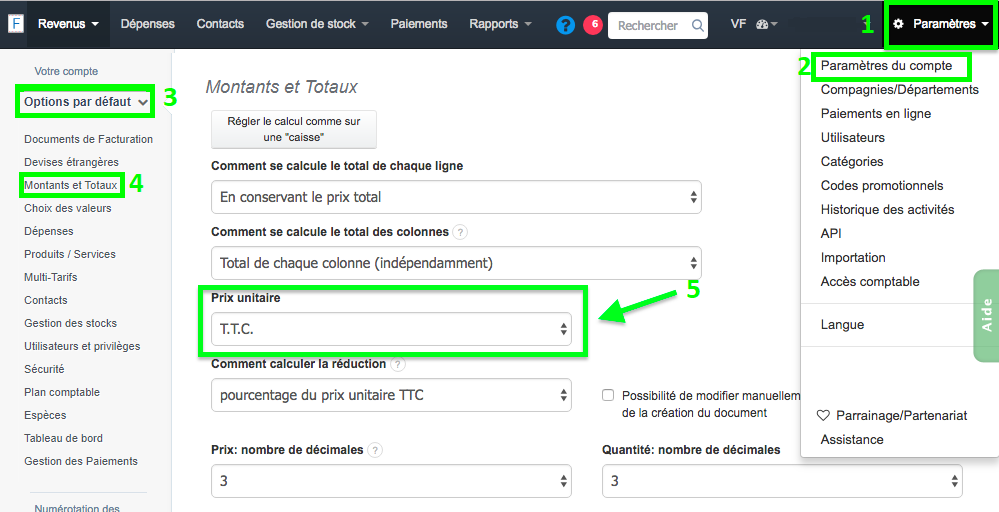 Calcul Prix HT TTC Montants Facturation Facture VosFactures