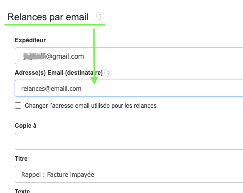 Envoi relance par email client impayé