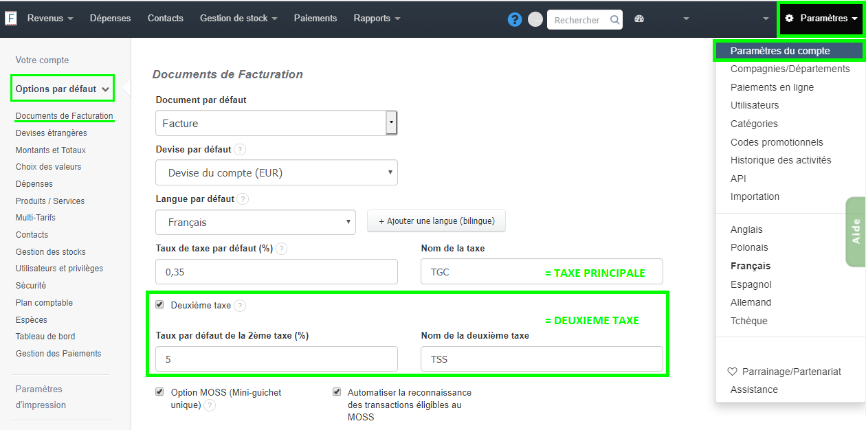 Facturer Avec Deux Taxes TGC TSS DOMTOM Facturation Facture Quebec Facturation VosFactures