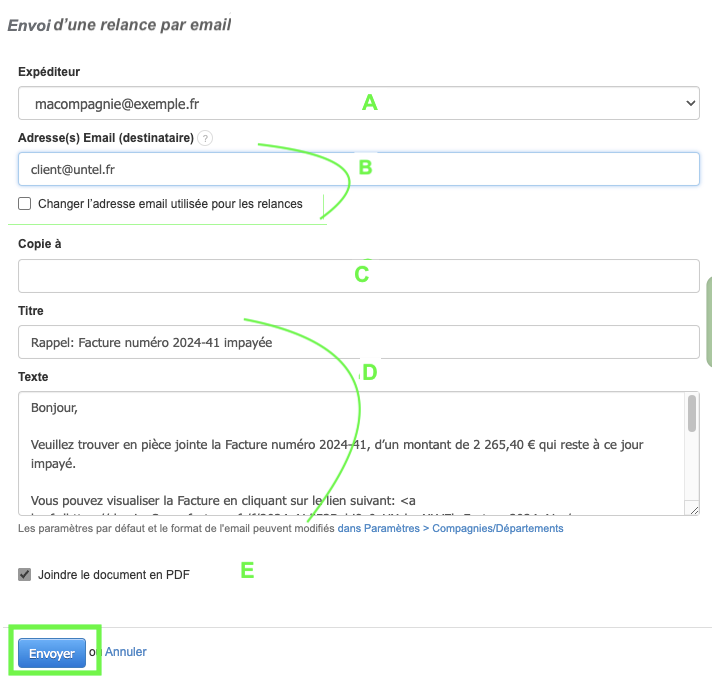 Relance Facture impayée par email rapide 