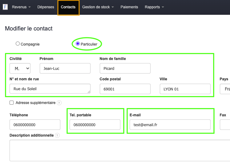 Client champ info obligatoire Urssaf SAP