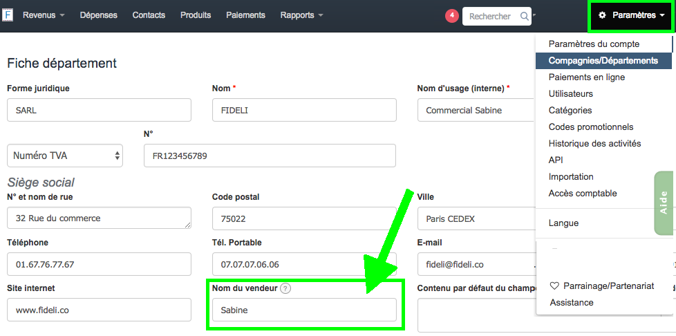 Création Facture Personnalisée Nom du Vendeur Facturation Vosfactures