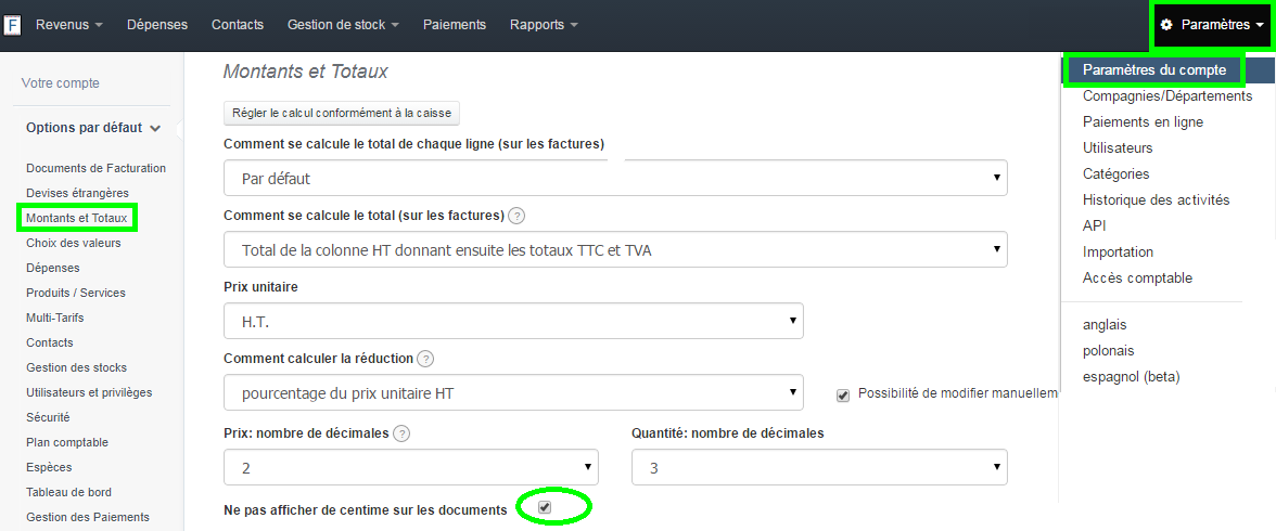 Facture Sans Centime Montants Facturation Facturer TTC Sans Centimes
