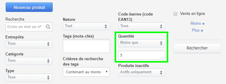 Facturation Produits Articles Quantité en Stock Commander Commandes