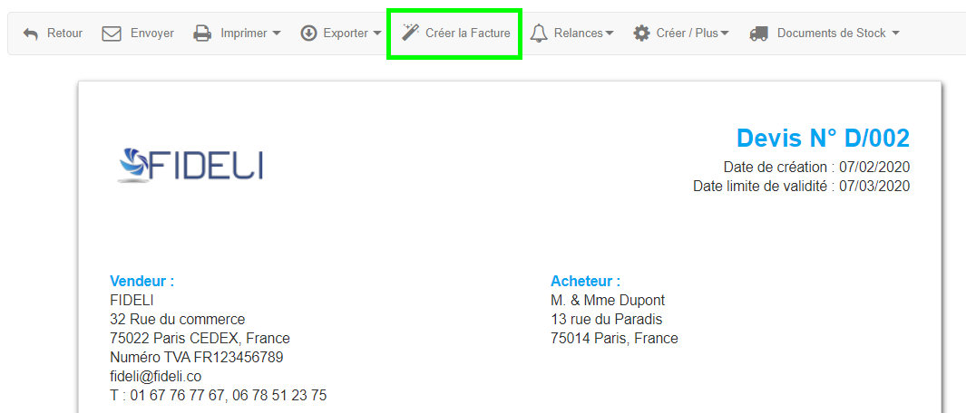 Facturation Création Facture depuis un Devis Facilement Rapidement VosFactures