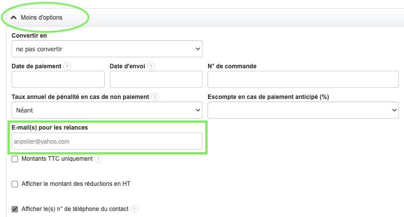 Email de relance pour facture impayée