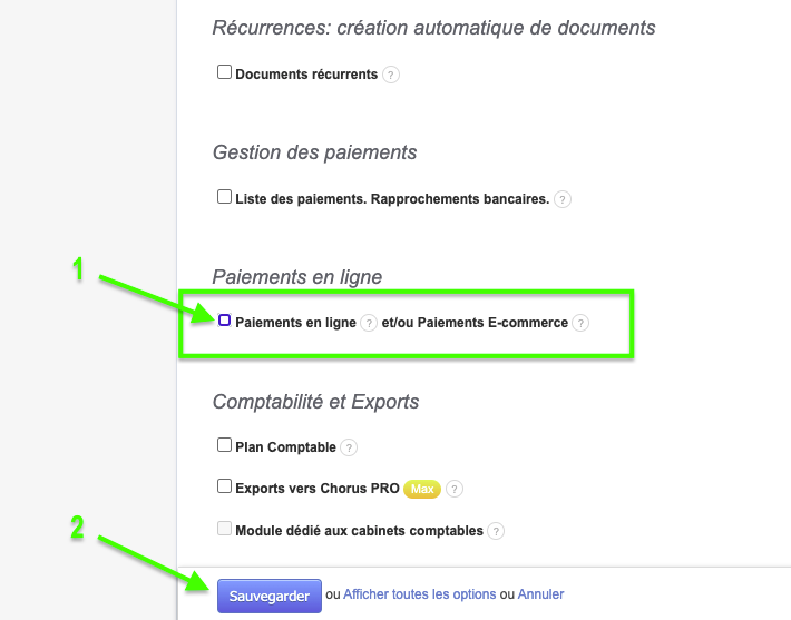  proposer client payer en ligne facture logiciel