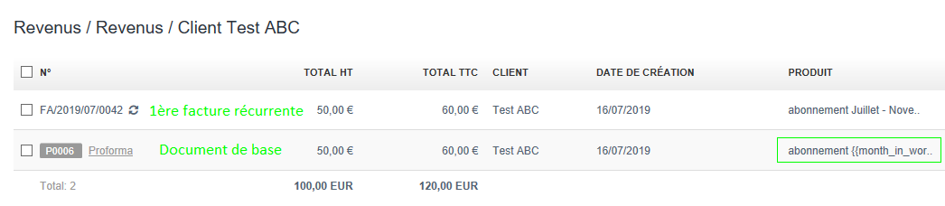 Facture Récurrence Exemple Récurrence Trimestrielle