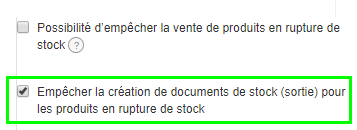 Option Empecher Création Document Gestion Stock Produits Rupture Stock