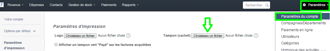 Ajouter Cachet Tampon Facture Cachet Entreprise Personnalisation VosFactures.fr