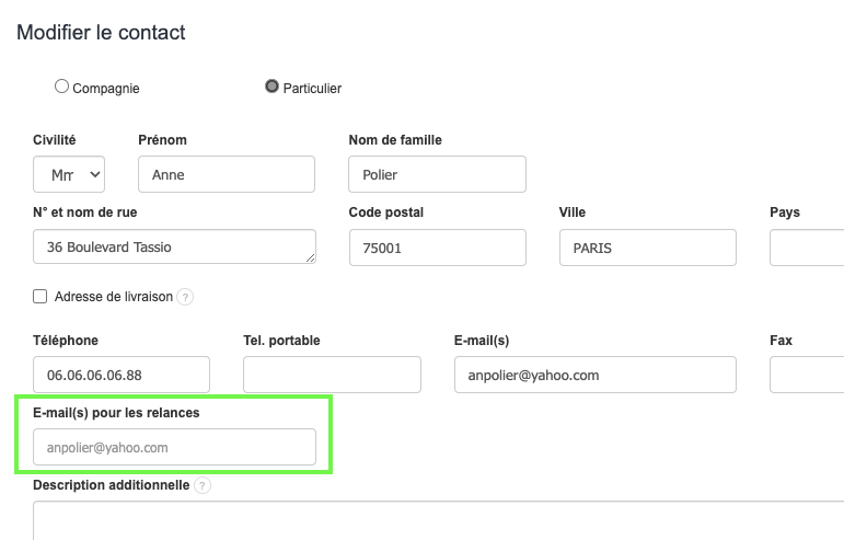 Email de relance client 