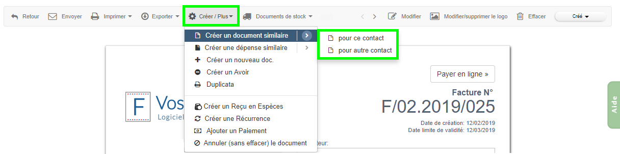 Création Documents Similaire Copier Coller Facturation Facture VosFactures