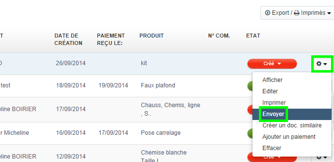 Envoyer Factures en Ligne Connecté Facturation Facile VosFactures.fr