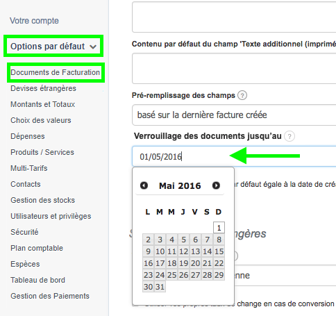Empêcher la Modification / Création / Suppression de Documents avant une Date Précise Facturation VosFactures.fr