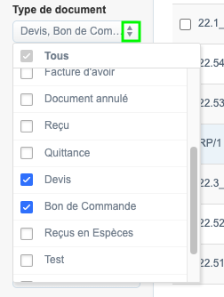 Logiciel de Facturation Suivi Recherche types de document