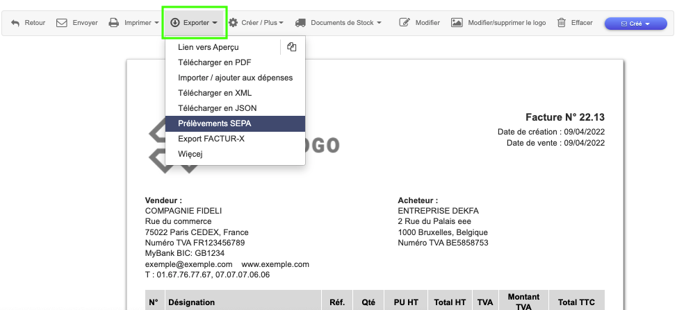 prélèvement SEPA paiement facture facile 