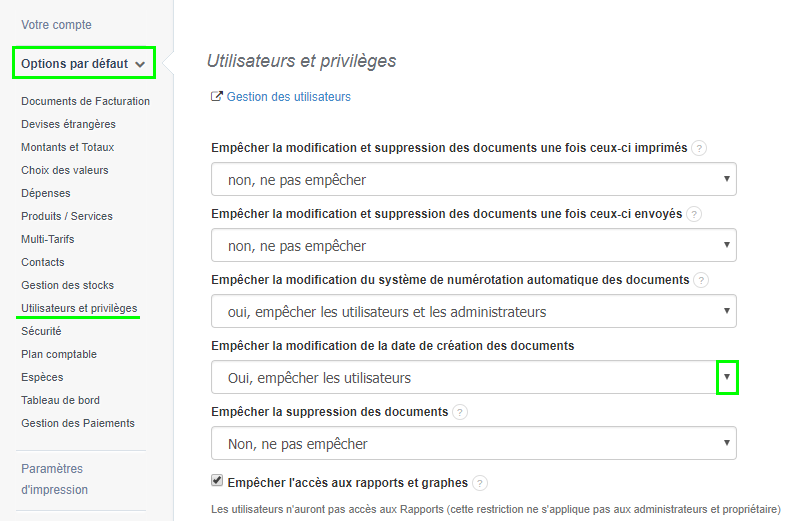 Flexibilité Tracabilité Verrouillage Date de creation Facturation VosFactures.fr
