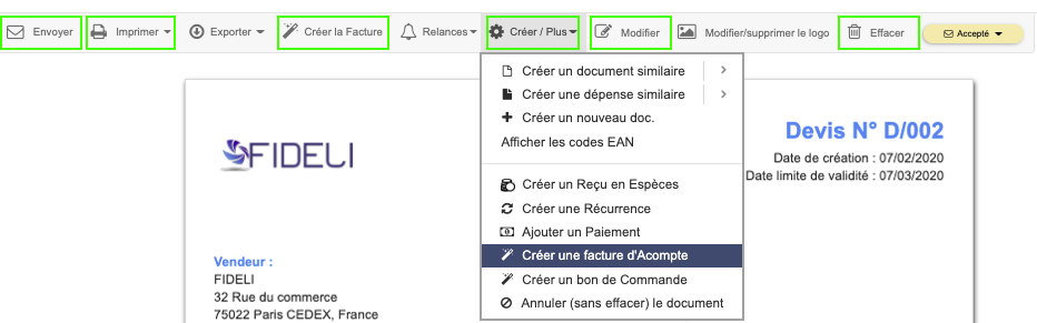 Logiciel de Facturation - Facture Devis Acompte 
