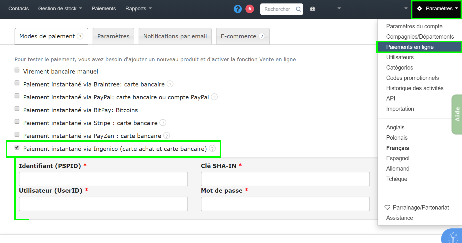 Facturation Intégration Ingenico ePayments Paiement en Ligne Ecommerce
