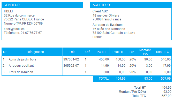 Supprimer Colonne Quantité Exemple Avec Facture VosFactures.fr