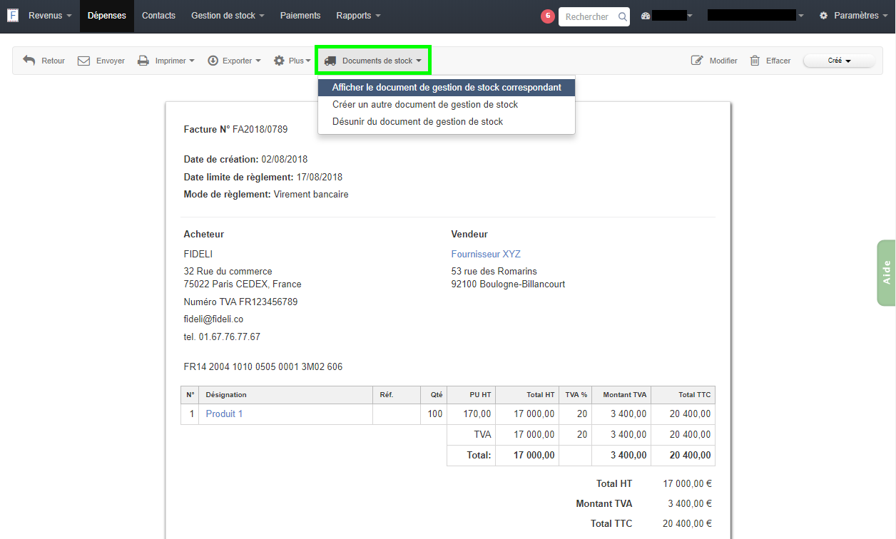 Facturation Exemple Afficher Document Gestion Stock Depuis Facture