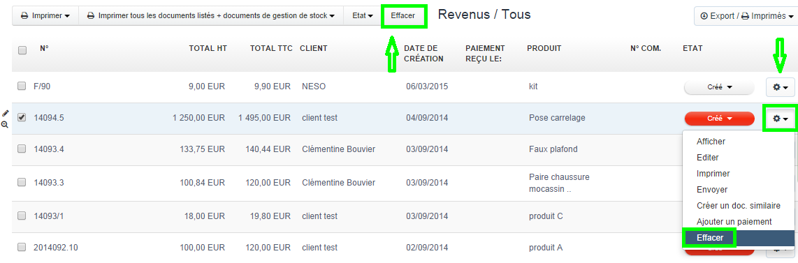 Effacer Supprimer une Facture ou Devis Facturation VosFactures.fr