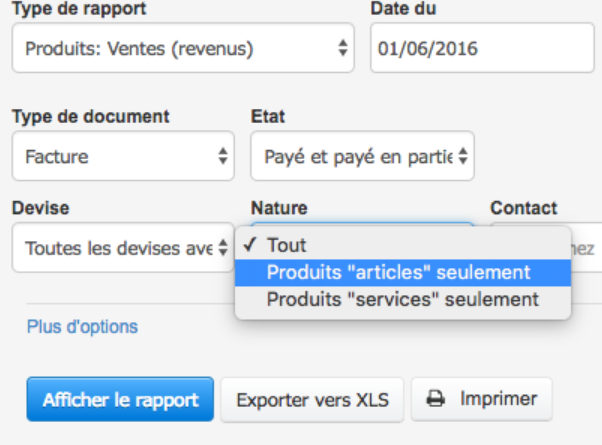 Facturation Nature Produit Choix Formulaire 