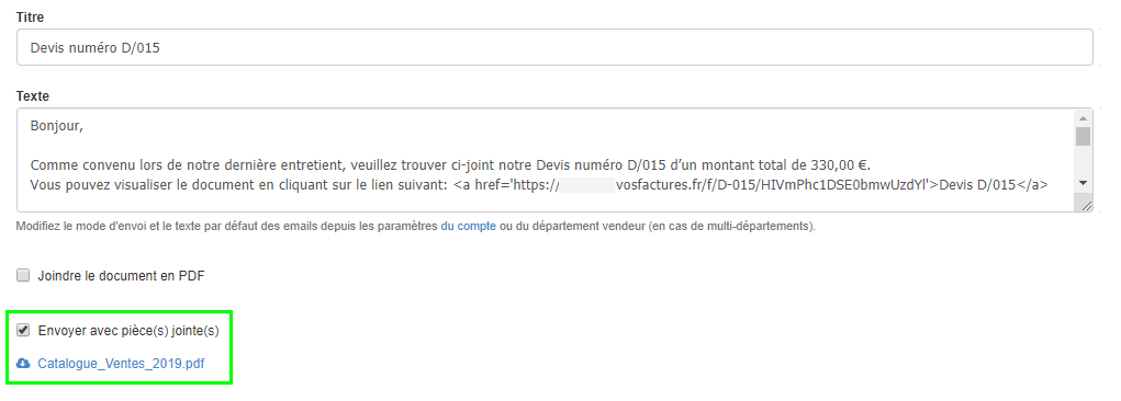 Envoi mail avec Pièces jointes Document Fonctionnalités Facturation VosFactures.fr