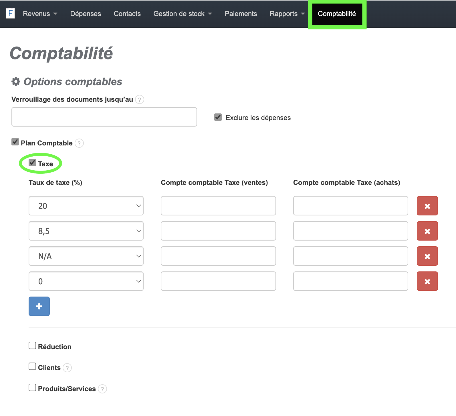 Facturation Logiciel Comptable Code Compte Taux TVA Taxe