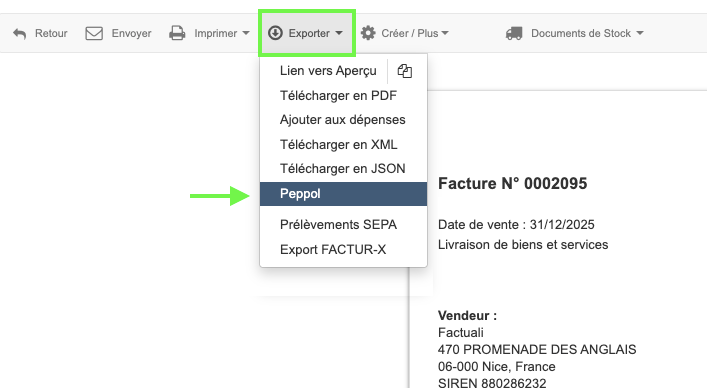 Envoyer Factures électroniques via PEPPOL