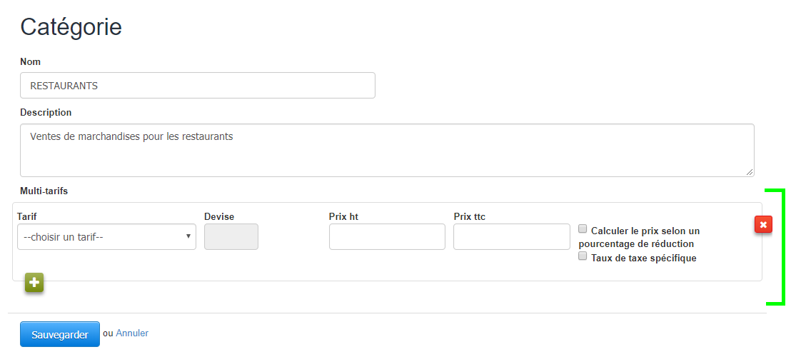 Facturation Option Multitarifs Catégorie