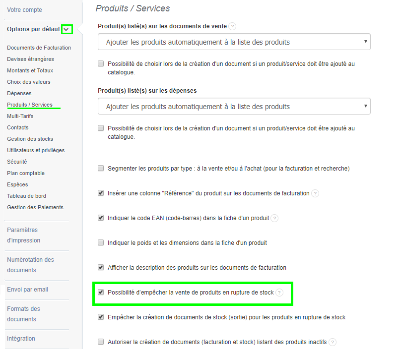 Facturation Empecher Vente Produit Rupture Stock