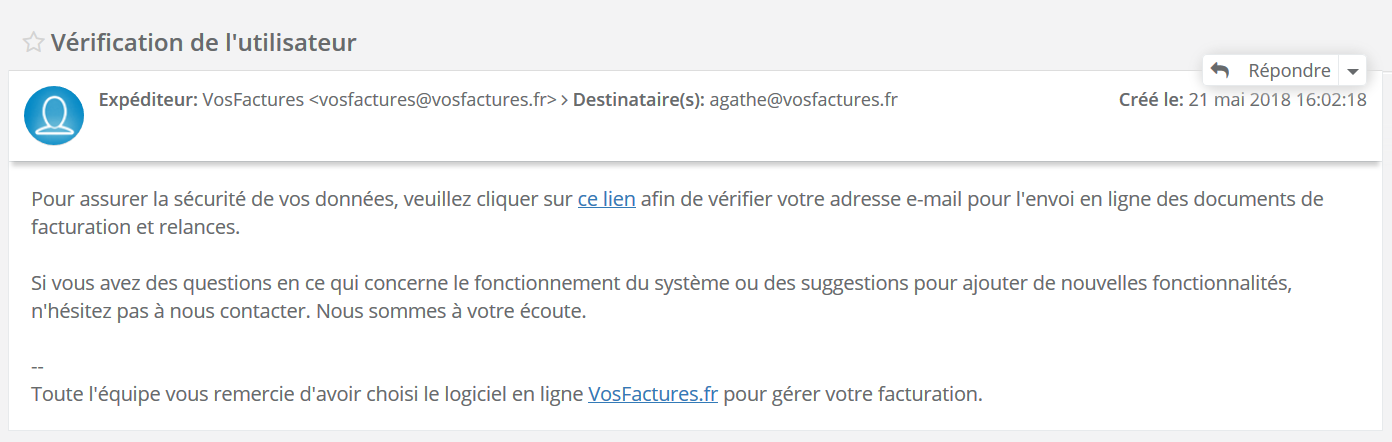Vérification Utilisateur Authentification Facturation VosFactures 
