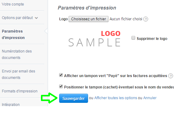 Ajout Logo Paramètres Comptes VosFactures Personnalisation Facturation 