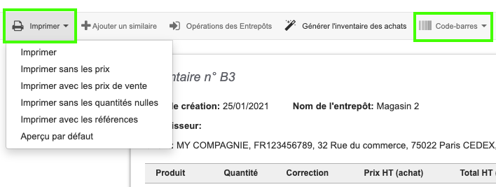 Logiciel Gestion de Stock Facturation Produits Impression Inventaire 
