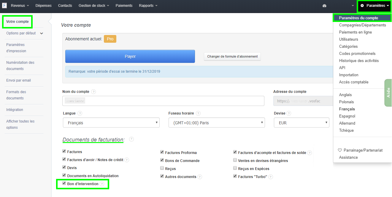 Facturation Bon d'intervention document non comptable Logiciel