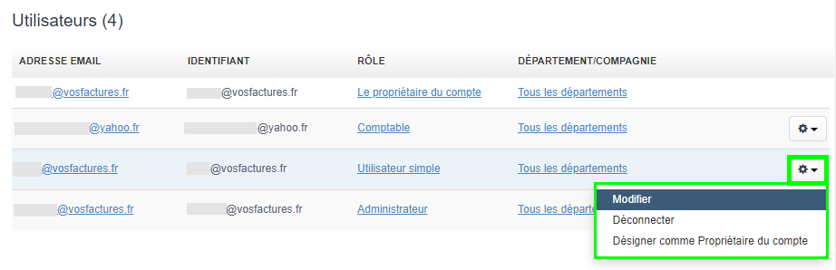 Facture Facturation Utilisateur Accès